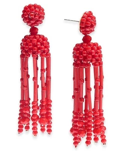 INC International Concepts Beaded Tassel Linear Earrings, Red - Picture 1 of 2