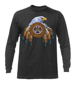 Eagle Mandala Vida Silvestre Animales de Pluma Nativos Americanos Mangas Largas - Imagen 1 de 12