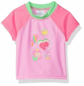 Swim Time Girls' Colorblock UPF 50+ Rashguard, Pink Watermelon Print, Medium - Picture 1 of 1