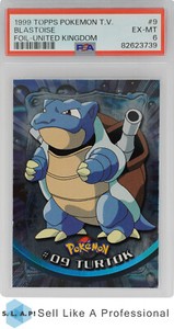 1999 TOPPS POKEMON TV 9 BLASTOISE FOIL-UNITED KINGDOM PSA 6