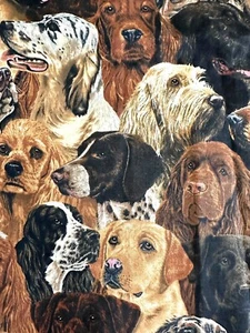 Robert May Cranston Dog Fabric Hunting Breeds Retriever Collage Cotton 1 Yard - Picture 1 of 15