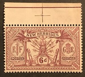 NEW HEBRIDES - 1911 KGV WEAPONS & IDOLS 6D PURPLE NHM SG 25