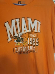 Russell Athletic Miami Hurricanes Football T Shirt Orange Full Speed Ahead 3XL - Picture 1 of 6