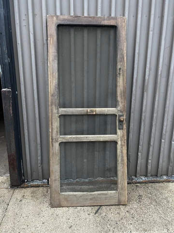 vintage classic victorian style screen door 83 x 34.25 old varnish & brass knob Cover