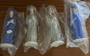 Vintage Graduation Cake Toppers - Female & Male Graduates Blue & Gray Robes - Picture 1 of 6