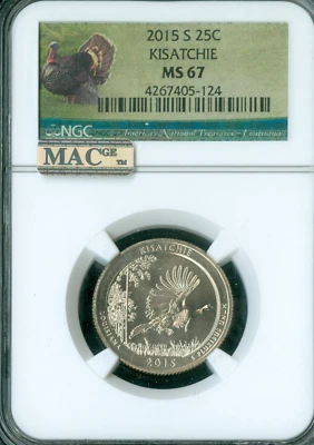 2015 S KISATCHIE PARKS QUARTER NGC MS67 MAC SPOTLESS * - Image 1 of 4