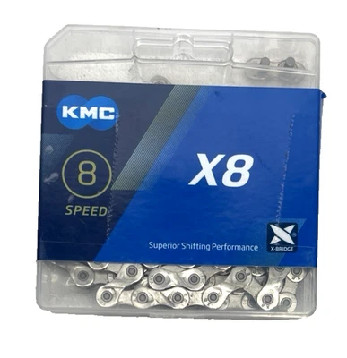 KMC 6,7,8 速自行车链条公路兼容山地车禧玛诺 SRAM 银色灰色 — 第 1/4 张图片