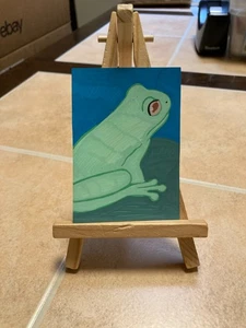 ACEO Original Acrylic painting 2.5 x 3.5 Mini Art Card Frog 10 - Picture 1 of 1