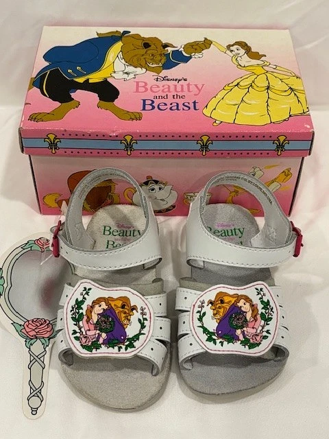 Sandalias blancas vintage de Disney La Bella y la Bestia para niños pequeños talla 5 con etiquetas nuevas en caja Foto 1 de 4