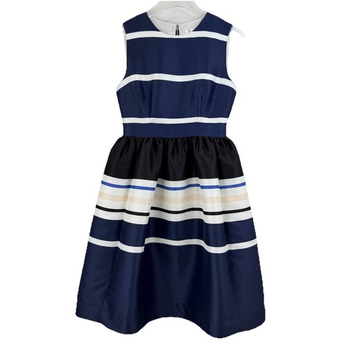 NUOVO abito Kate Spade Holiday a righe ricco blu navy DONNA 2 classico femminile elegante