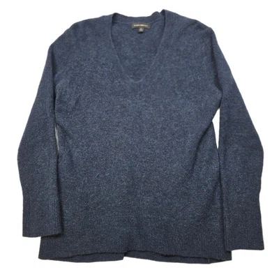 Suéter feminino Banana Republic gola V pequeno salpicado azul mistura de lã urze - Imagem 1 de 4