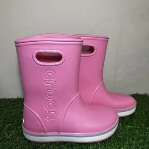 Crocs Kids Handle It Bota de Lluvia Talla J2 Niñas Rosa Impermeable Tirar/Deslizar - Imagen 1 de 14