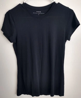Vince женщин короткий рукав ворота классическая футболка темно-синий хлопок/модальный размер S - Изображение 1 из 4