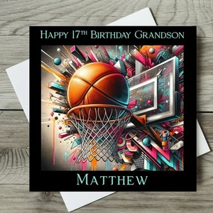 Basketball Birthday Card Personalised For Friend Son Brother Grandson Nephew - Picture 1 of 2