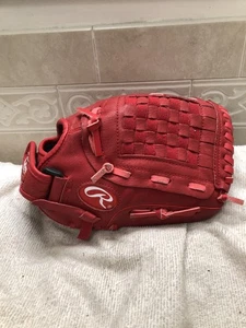 "Guante de béisbol softbol rojo juvenil Rawlings Highlight Series H120S 12"" tiro derecho" - Imagen 1 de 19