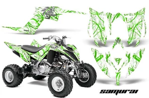 YAMAHA RAPTOR 700 2013-2021 GRAPHICS KIT CREATORX DECALS SAMURAI GREEN-WHITE - Picture 1 of 1
