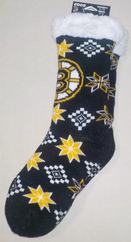 BOSTON BRUINS NHL FOCO FOOTY SLIPPER SOCKS NON SKID MEN'S 5-9 WOMEN'S 6-10 NWT Cover