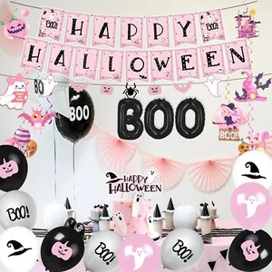 Pink Halloween Party Decorations, Little Boo Halloween Decorations with Happy Ha - Picture 1 of 7