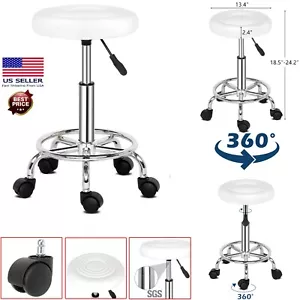 Round Stool Swivel with Adjustable Height Rotation Counter Bar Stools Chair Seat - Picture 1 of 20