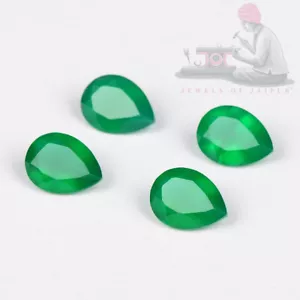 9x7mm Pear Cut Natural Green Onyx Loose Gemstone 100 Pieces - Picture 1 of 8
