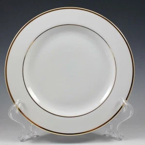 American Atelier Party Time Gold Salad Plate 8" White with Gold Bands - Picture 1 of 12