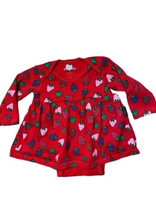 Baby Basico Basic Girls 9-12 Months Strawberry Dress Red Snap Bottom - Picture 1 of 4
