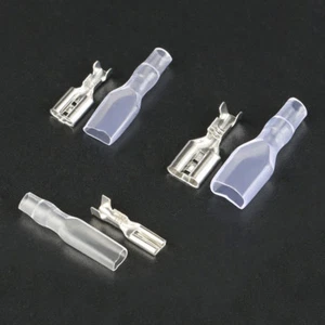 2.8/4.8/6.3mm Uninsulated Female Spade Crimp Terminals Wire Connector PVC Sleeve - Picture 1 of 8