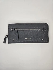 Nine West Gray Faux Leather Women's Zip Around Large Wallet EXCELLENT CONDITION - Picture 1 of 15