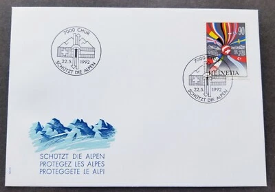 [SJ] Switzerland Joint Issue Protection Of Alps 1992 Flag European (FDC) - Image 1 of 4