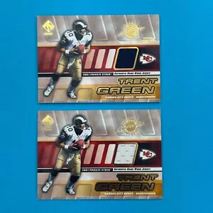 2001 Pacific Private Stock Ingranaggio indossato dal gioco #79 Trent Green 148/375 Rams Chiefs x2 - Foto 1 di 4