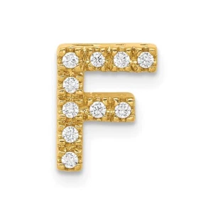 10k Yellow Gold Diamond Letter F Initial Charm Pendant Gift for Mother - Picture 1 of 4