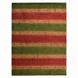 Hand Knotted Loom Silk Mix Area Rugs Contemporary Green Gold BBH Homes BLSM202 - Picture 1 of 4