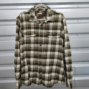 ORVIS Plaid Cream & Green Shirt Men's Size L - Picture 1 of 6