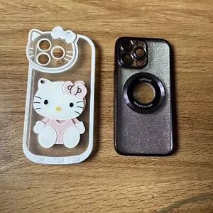 2 iphone 15 Pro Max Cute Hello Kitty Shock Proof Case & Purple Mag Safe - Picture 1 of 7