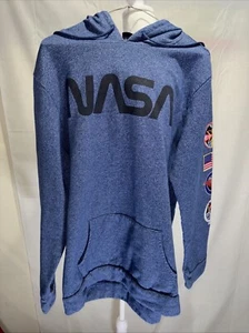 NASA Space Hoodie Callout Logo Patches Aldrin XXL winter Blue Tech ski cabincore - Picture 1 of 15