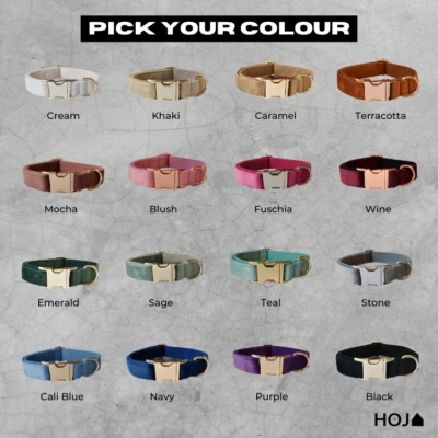 Luxe, Velvet, Handmade, Fully-Customisable Pet Collar FREE ENGRAVING - Image 1 of 4