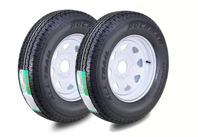 2 Rockman 拖车轮胎组件 ST175/80R13 6 层白色辐条轮辋 5 Lug on 4.5 — 第 1/3 张图片