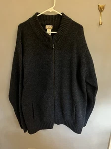 Vintage LL Bean Shetland Wool Sweater Mens XL Tall Zip Cardigan Outdoor Gray - Picture 1 of 6