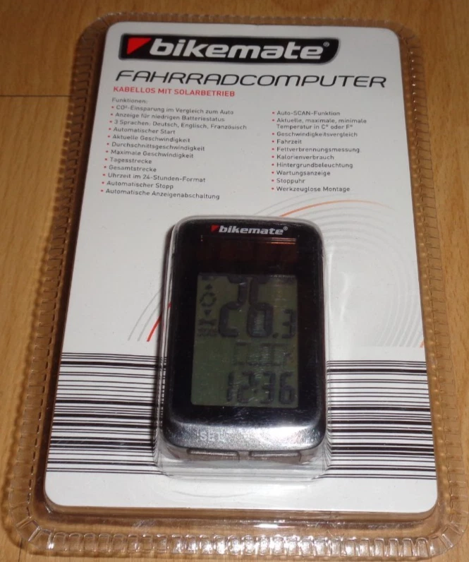 Funk Solar Fahrradcomputer mit 20 Funktionen,Temperatur,Kalorien,Schwarz,NEU - Bild 1 von 1