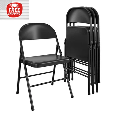 Набор Juego De 4 Sillas Plegables De Acero Negras Portatil Multiples Para Fiestas - Изображение 1 из 4