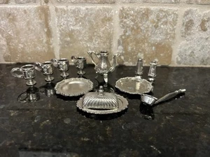 Imperial 1978 Dollhouse Miniature Serving Tableware Cast Metal 12 Pieces - Picture 1 of 8