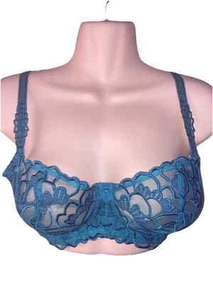 Sujetador de encaje con aros FAUVE by FANTASIE “CHLOE” ~ Azul pavo real ~ 34D ~ PVP £30 Foto 1 de 4