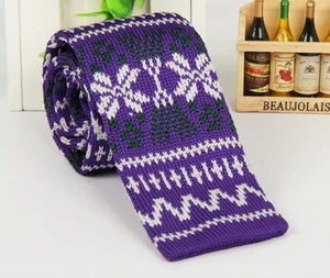 Men's Necktie White Snow Knit Tie Knitted Tie Narrow Slim Skinny Wove ZZLD339 - Picture 1 of 2