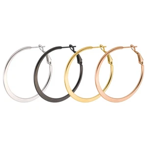 Juego de 4 pares de pendientes de aro hipoalergénicos enchapados en oro plata de acero inoxidable para mujer - Imagen 1 de 12