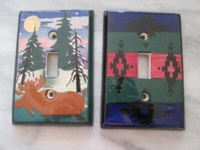 Light Switch Covers Ceramic Moose Pines Rustic Cabin Core Canada  2Pc. lot — 第 1/3 张图片