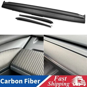 Matte Black Carbon Fiber Dash Replacement And Door Trim For Tesla Model 3/Y - Foto 1 di 12