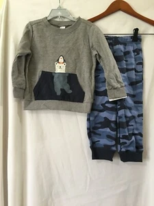Carter's Toddler Boys Penguin Bear Sweatshirt Top & Pull on Sweatpants Set 2pc - Picture 1 of 4
