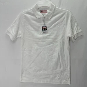 School Uniform Polo Shirt Boys M 10/12 Short Sleeve White New W Tags - Picture 1 of 9