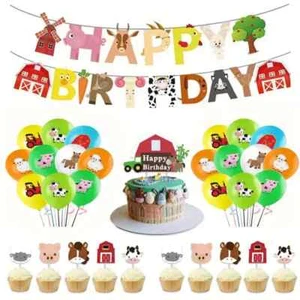 FARM ANIMALS FARMYARD Balloon Party Birthday Decorations Balloons COW SHEEP PIG - Picture 1 of 6