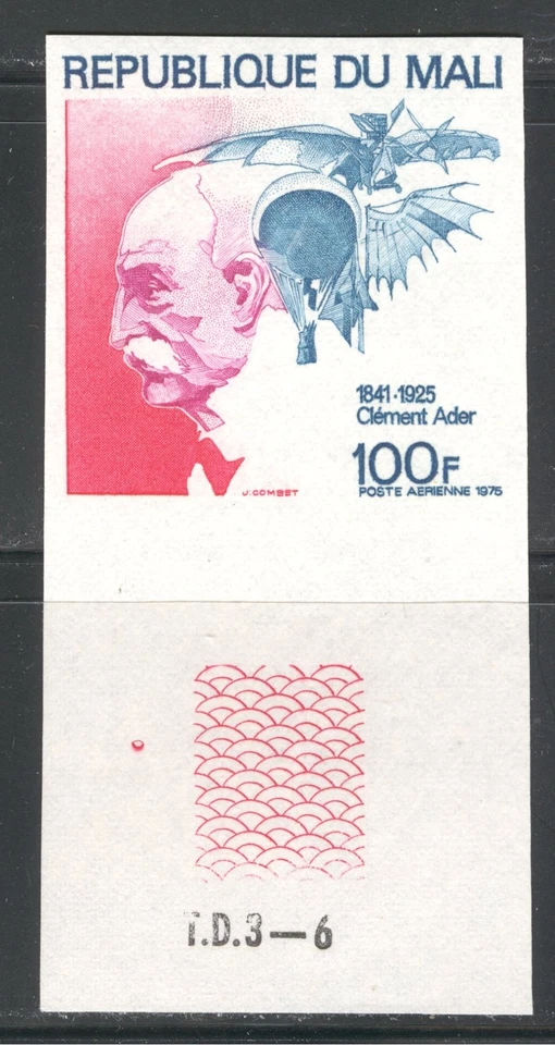 MALÍ 1975, PIONERO DE LA AVIACIÓN FRANCESA CLEMENT ADER, Scott C259 IMPERFORADO, MNH Foto 1 de 1